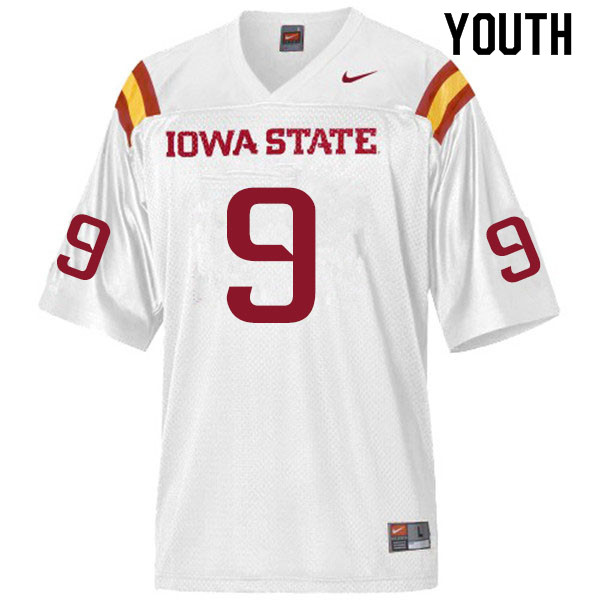 Youth #9 Joe Scates Iowa State Cyclones College Football Jerseys Sale-White - Click Image to Close